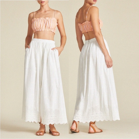 Birds of Paradise Trovata Brigette Creamsicle Stripe Pink Crop Bra Ruffle Top L - Picture 2 of 8